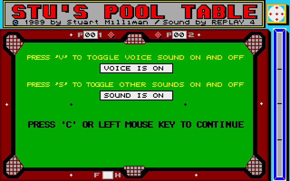 Stu's Pool Table atari screenshot